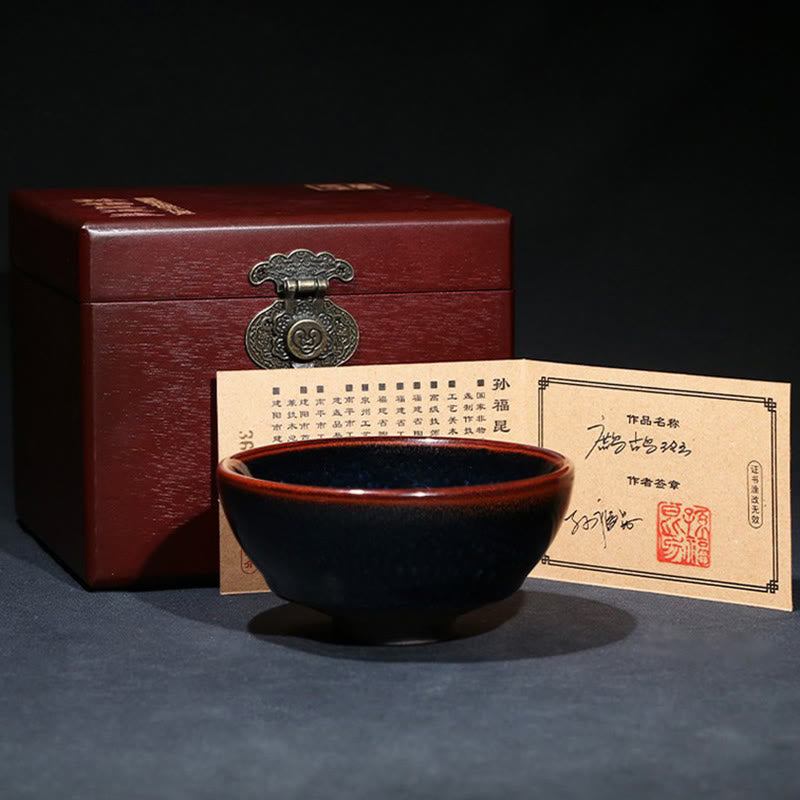 Buddha Stones hechas a mano, punto de Francolinus azul, taza de té de cerámica china Jianzhan, tazón de taza de té de Kung Fu - image 15