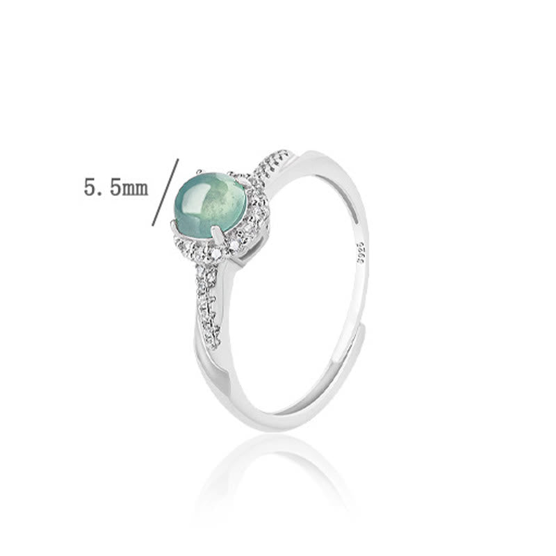 Anillo ajustable de plata de ley 925 con Buddha Stones , redondo, jade, suerte, prosperidad - image 6