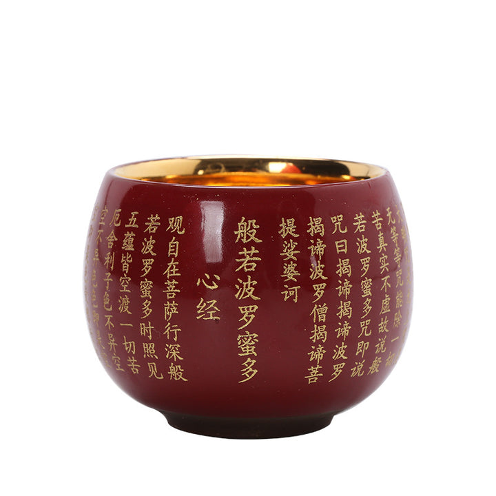 Taza de té de cerámica grabada con Mantra de gran compasión, Sutra del corazón de Buddha Stones, taza de té de Kung Fu