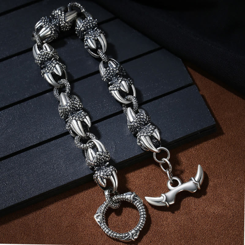 Pulsera de protección de fuerza grabada con garra de dragón de Buddha Stones