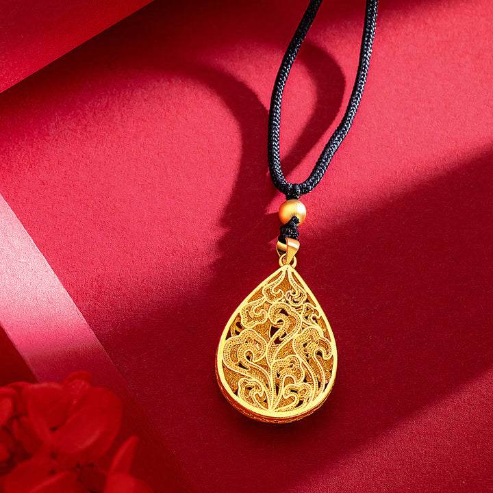 Collar con colgante de fuerza de la suerte y flor de Fénix colorida con Buddha Stones