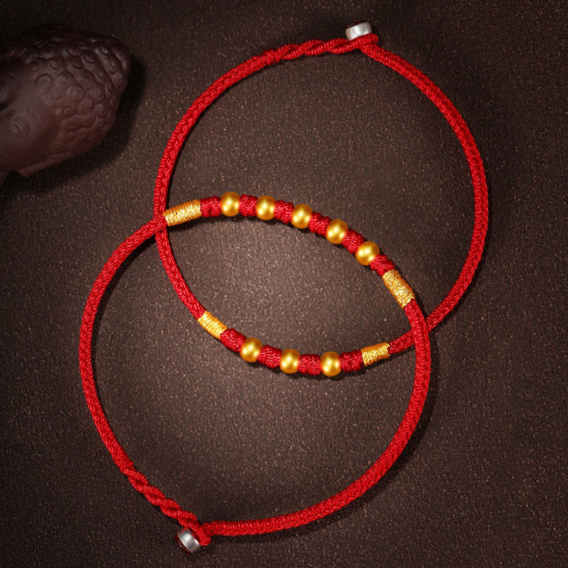 Pulsera de protección trenzada hecha a mano con nudo King Kong de la suerte con cuentas de oro 999 de piedras de Buddha Stones