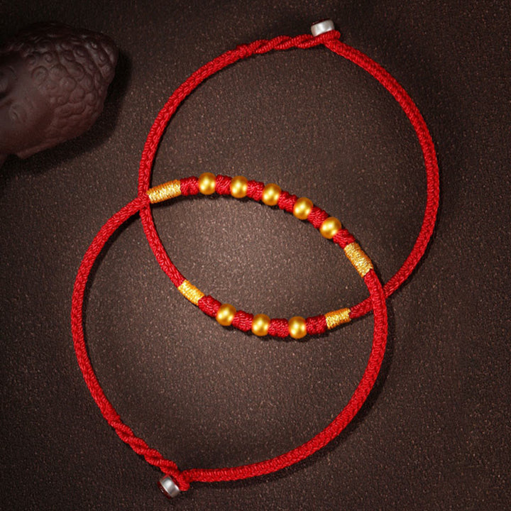 Pulsera de protección trenzada hecha a mano con nudo King Kong de la suerte con cuentas de oro 999 de piedras de Buddha Stones