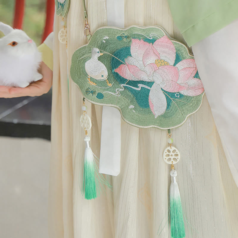 Buddha Stones suerte bordado loto Koi pez conejo flor Hanfu bolso bandolera bolso de hombro - loto de verano - image 0
