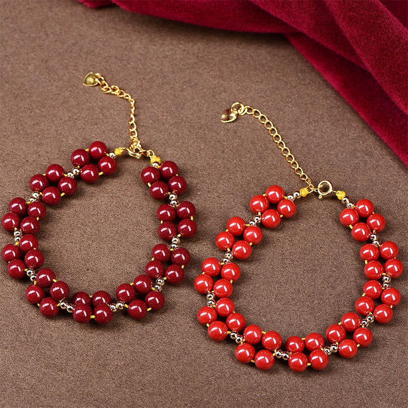Pulsera de bendición con cuentas de cinabrio natural de Buddha Stones