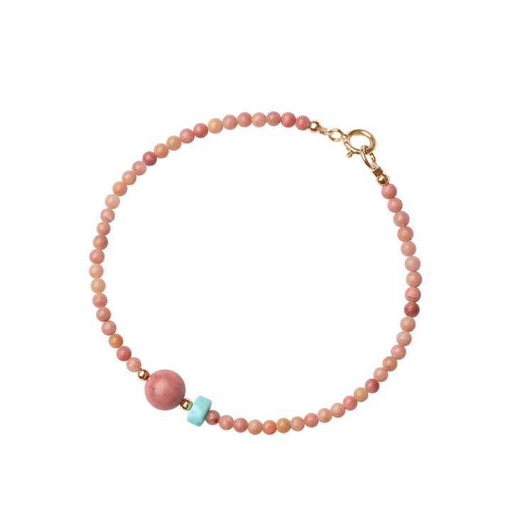 Pulsera de cadena de energía amorosa de rodonita natural chapada en oro de 14 quilates con Buddha Stones