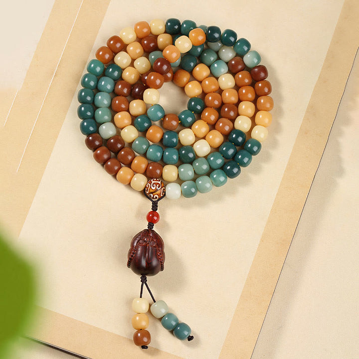 Pulsera con dije de armonía y paz con cuentas de loto y semilla de Bodhi Natural de Buddha Stones