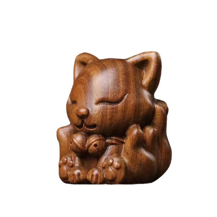 Miniatura de zorro de nueve colas, Buddha Stones, marfil, fruta, sándalo, sándalo verde, decoración bendita - image 24