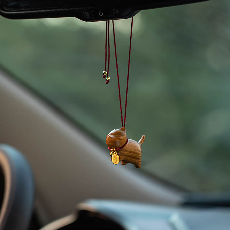 Buddha Stones, madera de ébano, sándalo verde, gato de la suerte, personaje Fu, campana de la suerte, equilibrio, decoración colgante para coche - image 13