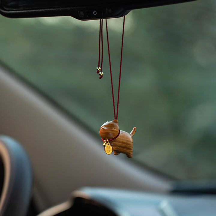 Buddha Stones, madera de ébano, sándalo verde, gato de la suerte, personaje Fu, campana de la suerte, equilibrio, decoración colgante para coche - image 13