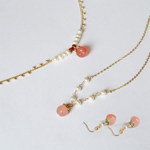 Juego de pendientes y pulsera con colgante de perlas de ágata Natural de Yanyuan, cobre chapado en oro , Buddha Stones