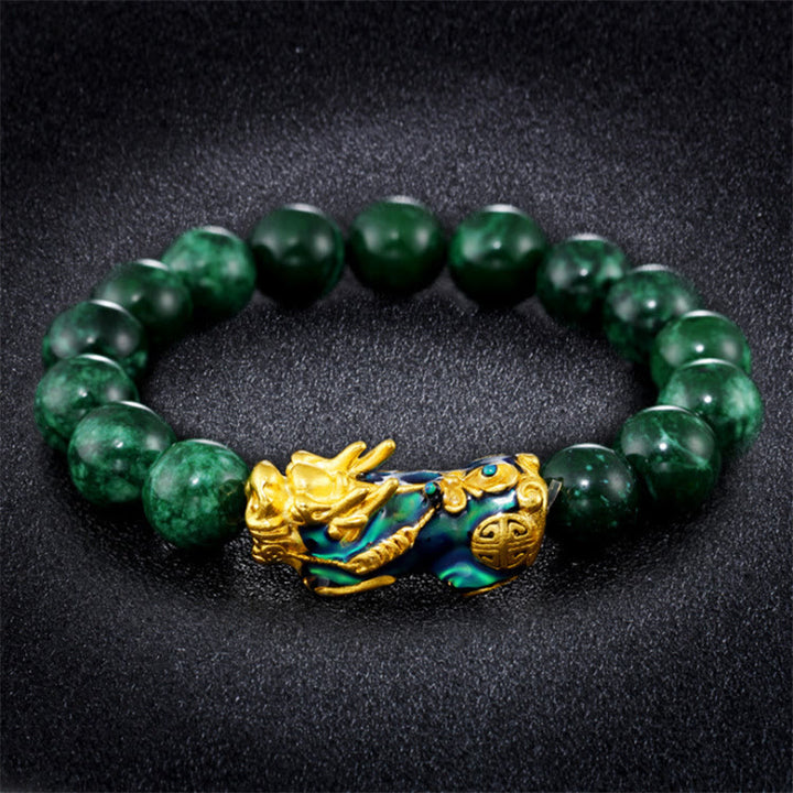 Pulsera de protección de la abundancia de jade Pixiu de Buddha Stones