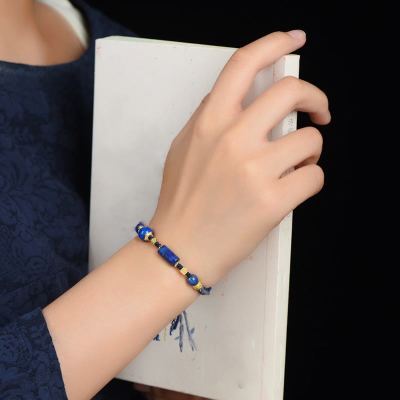 Pulsera de cuerda positiva con cuentas de lapislázuli y lazurita natural hecha a mano con Buddha Stones - image 8