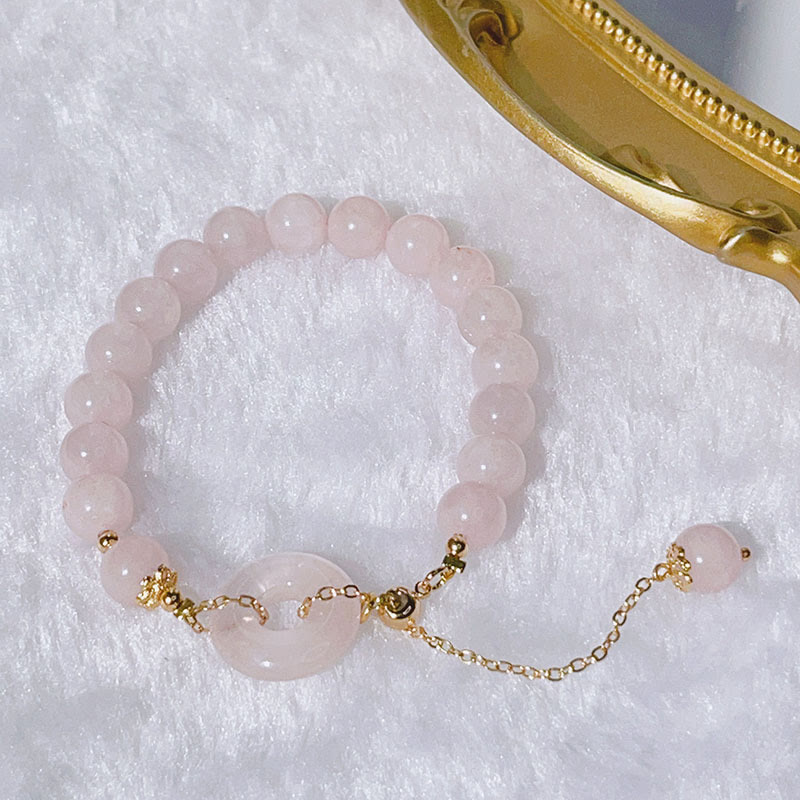 Pulsera con dije de amor con hebilla de paz y cristal rosa natural con Buddha Stones - image 4