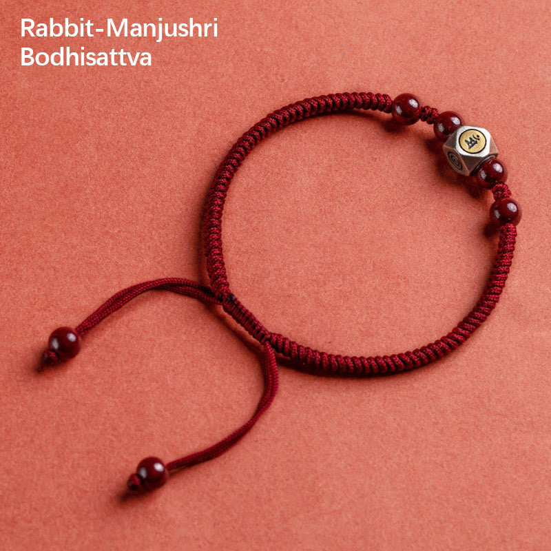 Pulsera de plata de ley 925 con Buddha Stones , zodíaco chino, Buda natal, cinabrio, calma - Bodhisattva Conejo-Manjushri - Rojo (circunferencia de la muñeca 14-18 cm) - image 13