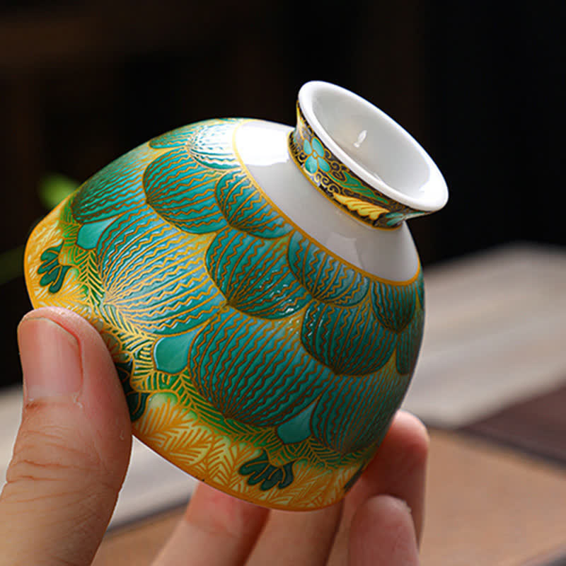 Tazas de té de flor de taza de té de cerámica de loto de Buddha Stones 100ml