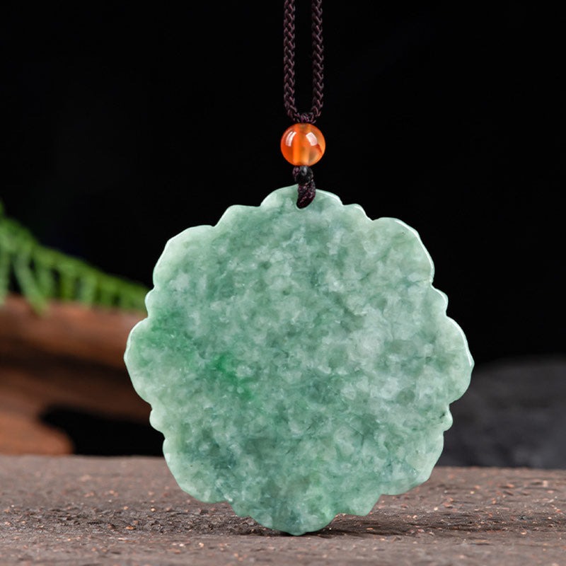 Colgante de collar de prosperidad de la suerte de jade con patrón de loto de Buddha Stones - image 6