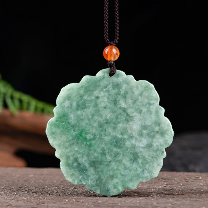 Colgante de collar de prosperidad de la suerte de jade con patrón de loto de Buddha Stones - image 6