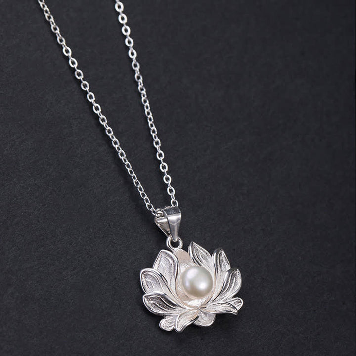 Colgante de collar de riqueza con perlas de flor de loto de plata de ley 925 con Buddha Stones - image 4