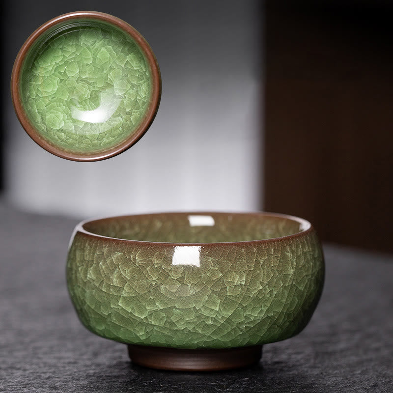 Taza de té de porcelana con diseño de grietas de hielo verde chino, Buddha Stones, cambio de horno Jianzhan, taza de té de Kung Fu