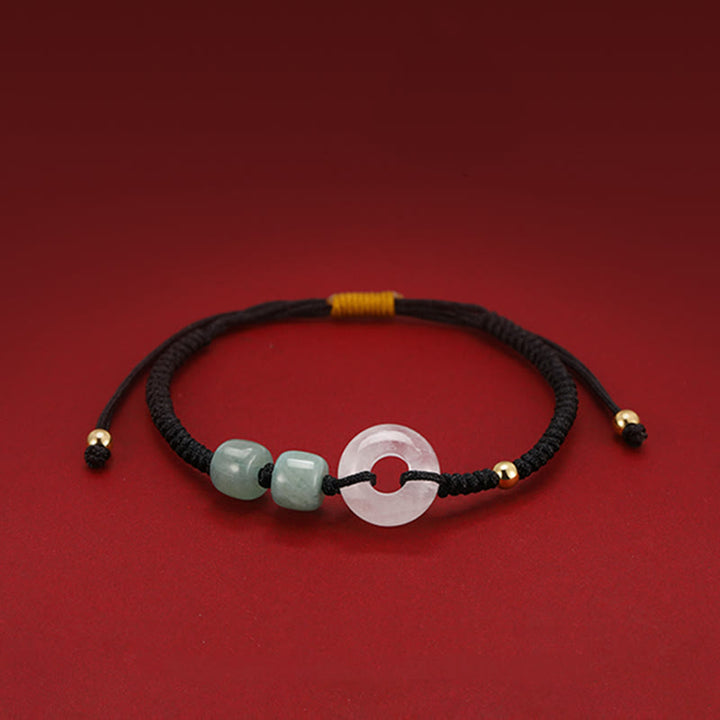 Buddha Stones, 2 uds., aventurina verde, Jade blanco, hebilla de la paz, pulsera trenzada para pareja de la suerte