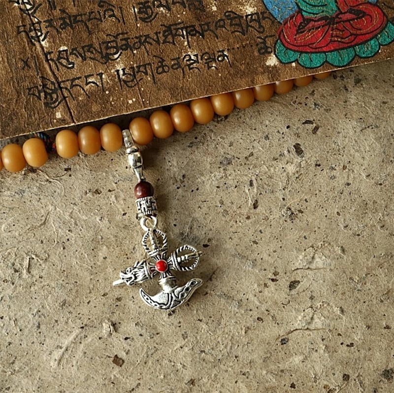 Tíbet 108 Mala cuentas Bodhi semilla Bagua Vajra pulsera de riqueza