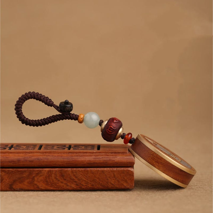 Buddha Stones, madera de ébano, palisandro, Buda Avalokitesvara Om Mani Padme Hum Balance, decoración para llavero de coche