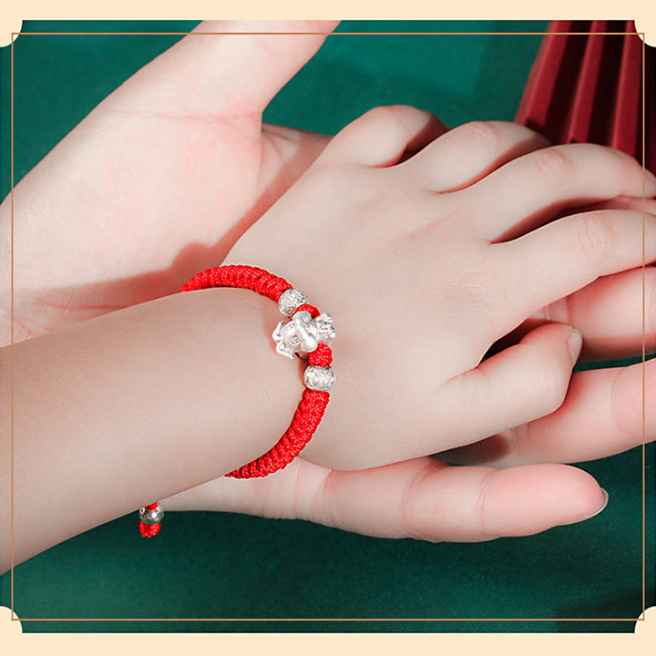 Pulsera para niños hecha a mano con cuerda roja del zodíaco chino de plata de ley 999 con Buddha Stones - image 17
