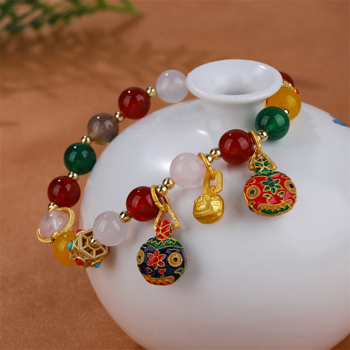 Pulsera de éxito con Buddha Stones, familia de bestias tragadoras de oro, varios cristales de ágata