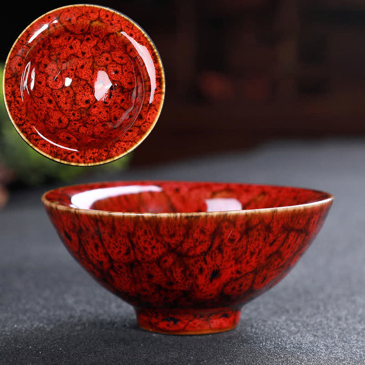 Tazas de té de cerámica coloridas con Buddha Stones para el hogar y la oficina - NaranjaRojo - image 73