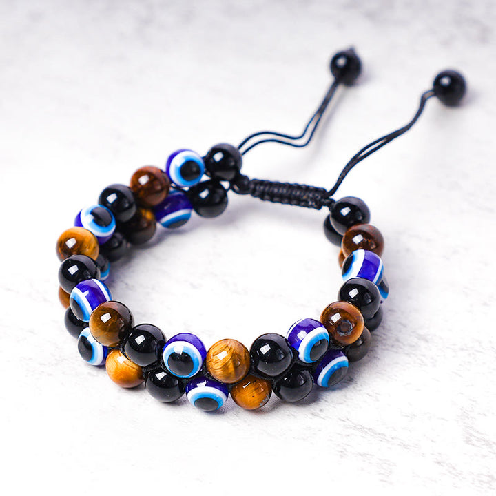 Pulsera con cuentas de protección de ojo de tigre, hematita, mal de ojo , Buddha Stones