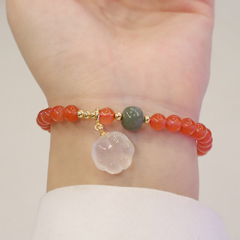 Pulsera de confianza con Buddha Stones, ágata roja, calcedonia, pata de gato, jade - image 2
