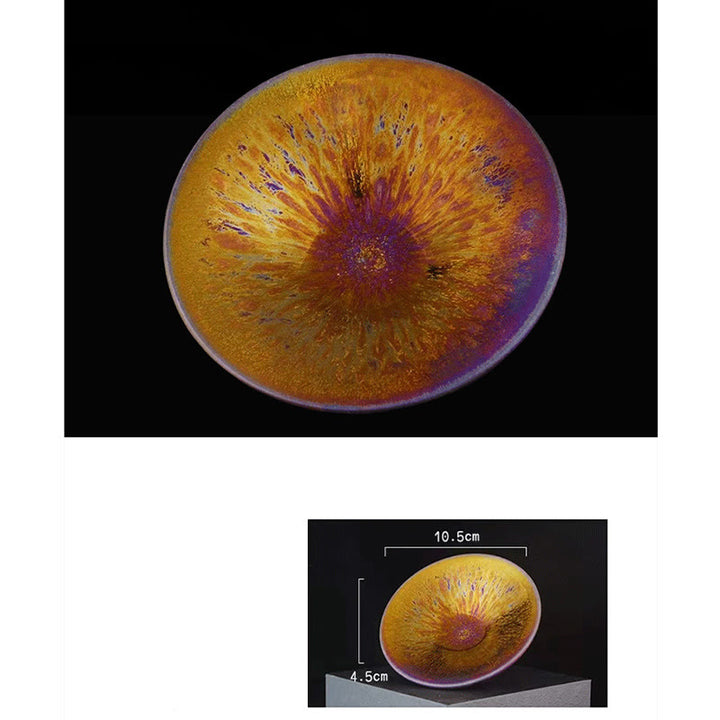 Taza de té de cerámica esmaltada de Vía Láctea colorida Jianzhan chino con Buddha Stones, taza de té Tenmoku Kung Fu