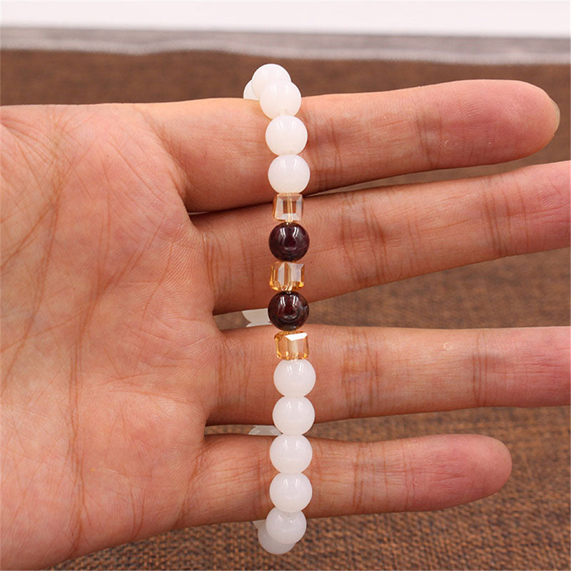 Pulsera de protección de jade blanco natural con Buddha Stones