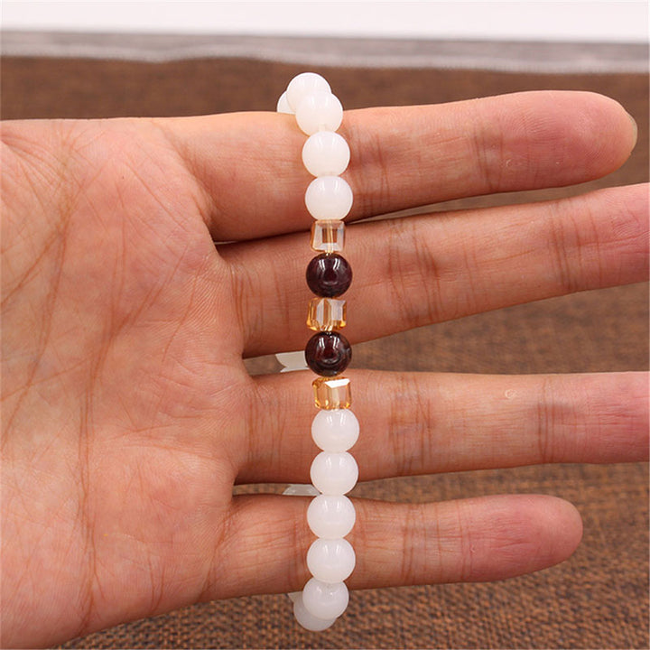 Pulsera de protección de jade blanco natural con Buddha Stones
