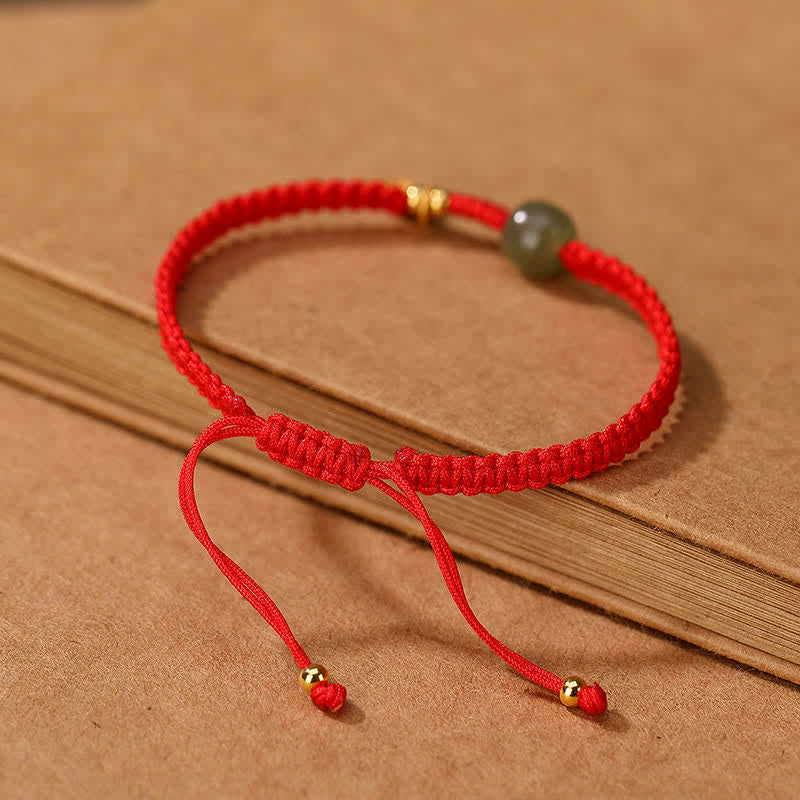 Pulsera de hilo rojo con Buddha Stones , plata de ley 925, Jade hetiano, bendición, riqueza