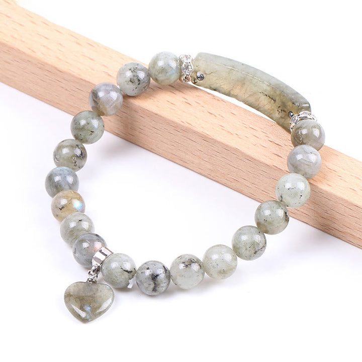 Pulsera de cuentas curativas de corazón de amor de cuarzo natural con Buddha Stones