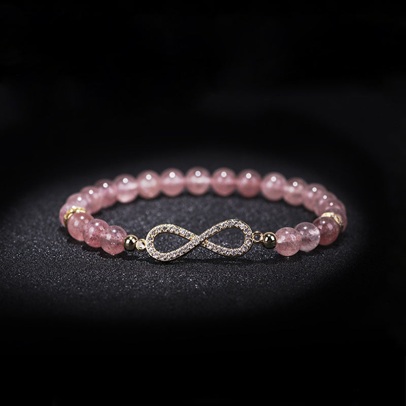 Pulsera curativa positiva de cuarzo fresa Natural con Buddha Stones
