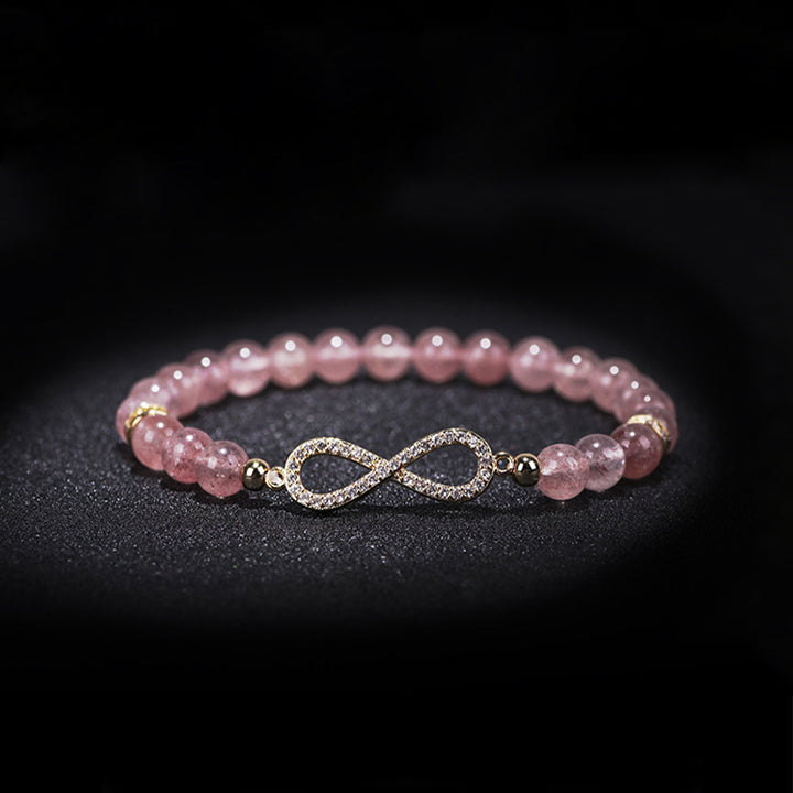 Pulsera curativa positiva de cuarzo fresa Natural con Buddha Stones