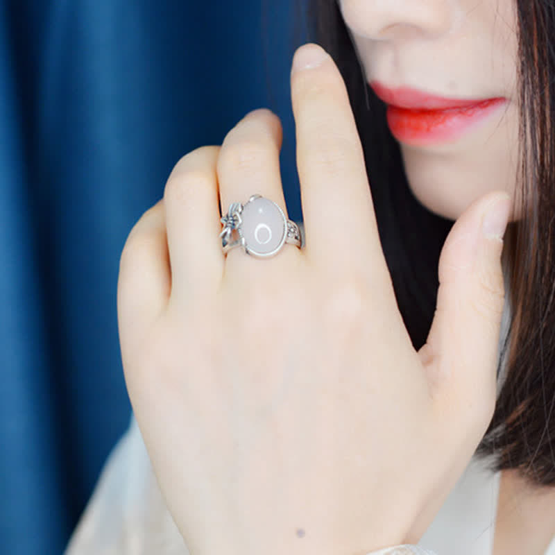 Anillo de armonía positiva de ciruela de calcedonia natural de plata de ley 990 - image 6