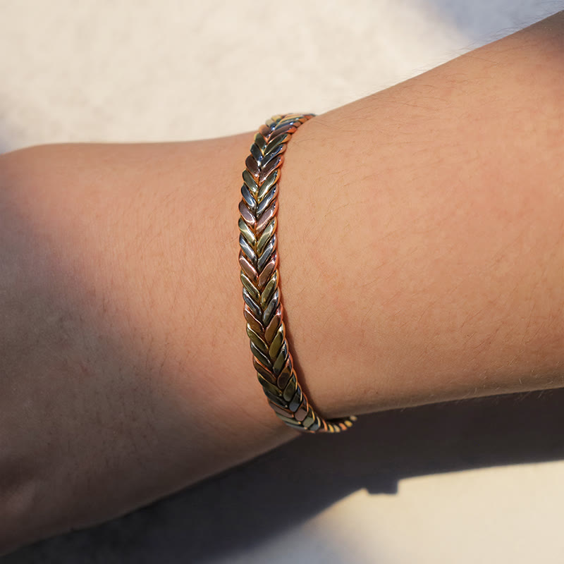 Brazalete ajustable de cobre magnético vintage con Buddha Stones