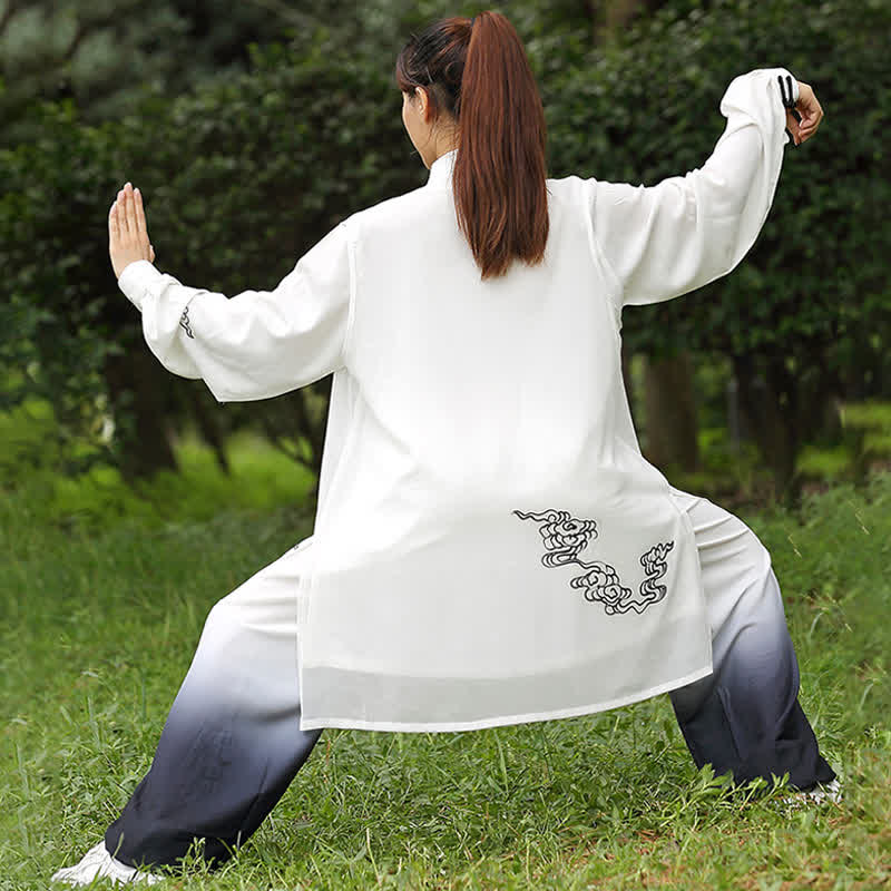 Conjunto de ropa para mujer con Buddha Stones, nubes auspiciosas, gradiente de meditación, oración, espiritualidad, zen, tai chi y qigong.
