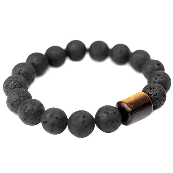 Pulsera curativa con soporte de ojo de tigre, madera de ébano, roca de lava , Buddha Stones