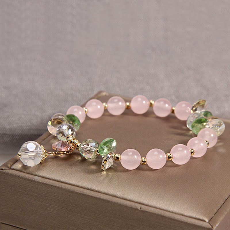 Pulsera con dije de paz y cristal rosa con ojo de gato y Buddha Stones - image 4