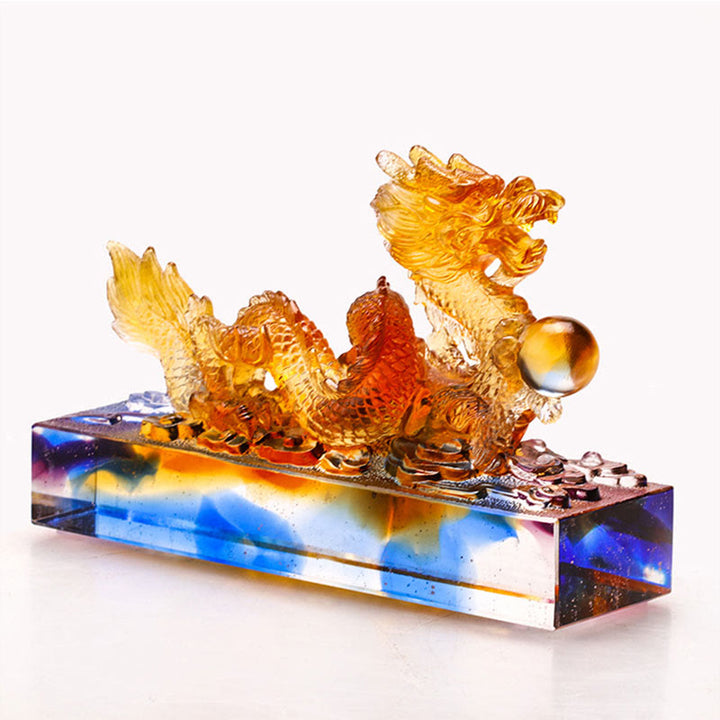 Buddha Stones hechas a mano, dragón multicolor Liuli, pieza de arte con cristal, protección, decoración para el hogar y la Oficina - image 3