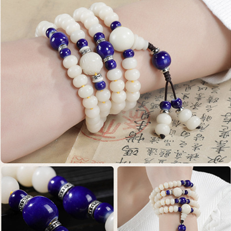 Pulsera con dijes de bendición de loto con cuentas de semillas Bodhi de Buddha Stones