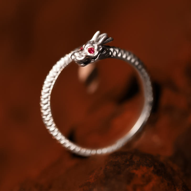 Anillo ajustable de plata de ley 925 con Buddha Stones , diseño vintage del Año del Dragón, protección de la suerte - image 11