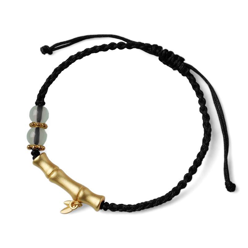 Pulsera trenzada de fuerza de la suerte con diseño de bambú de Buddha Stones