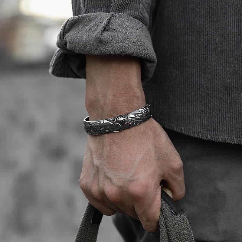 Brazalete de plata de ley 999, oro 990, pez Koi, suerte, riqueza, éxito - image 1