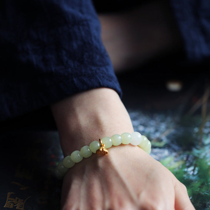 Pulsera ajustable de abundancia de loto de jade